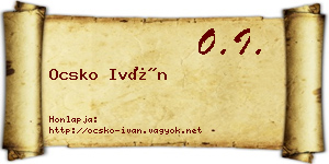 Ocsko Iván névjegykártya
